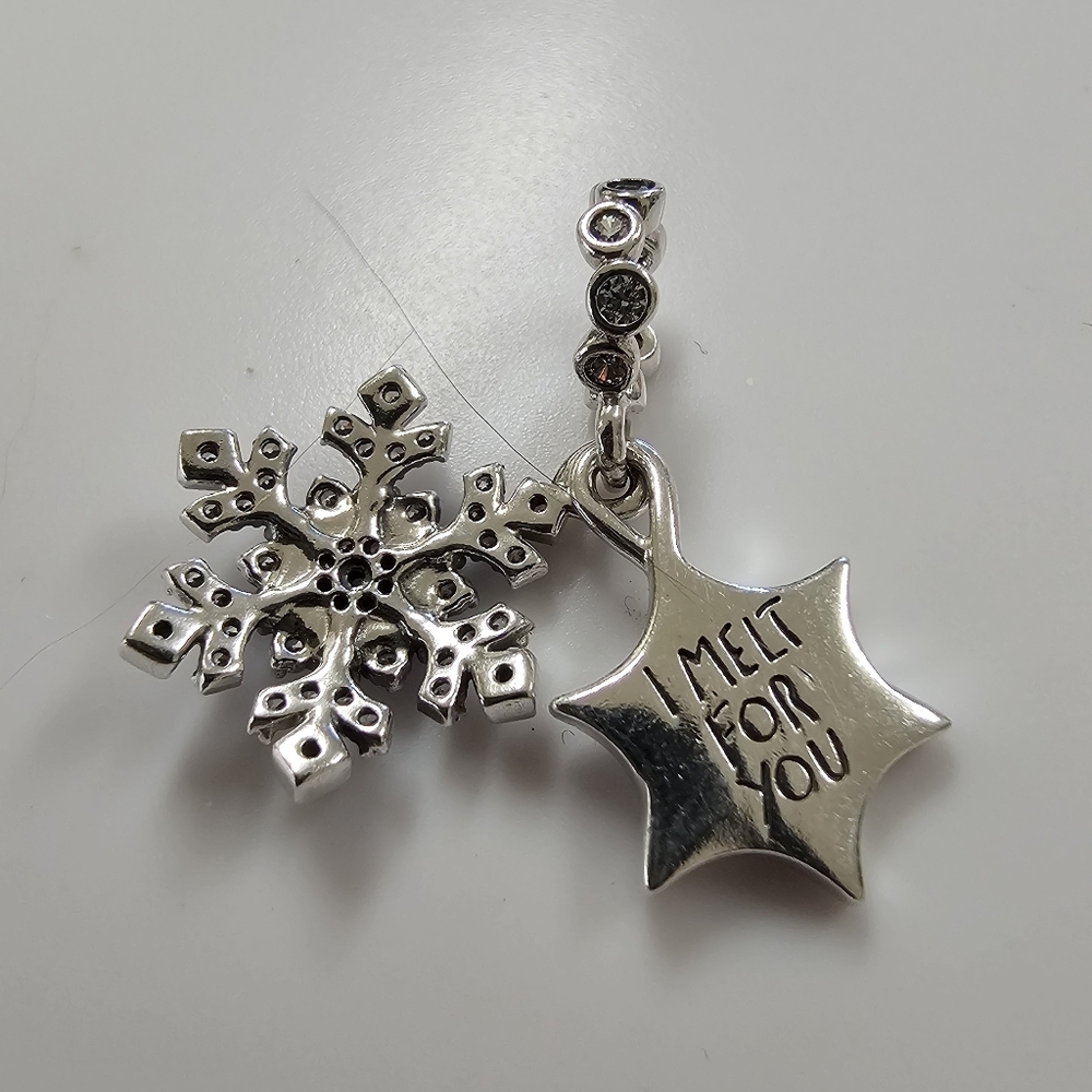 Pandora Opalescent Snowflake Double Dangle Charm - Picture 6 of 8